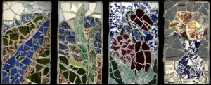mosaic vase 4 sides